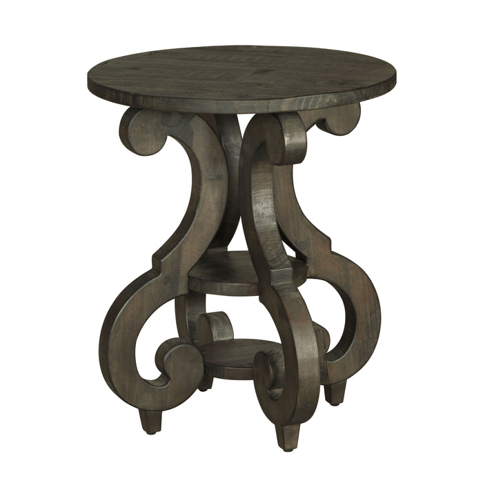 Bellamy - Round Accent End Table - Weathered Pine