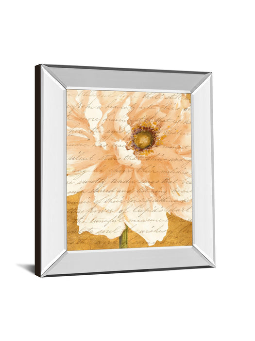 Beautiful Cream Peonies Script Il By Patricia Pinto - Mirror Framed Print Wall Art - Gold