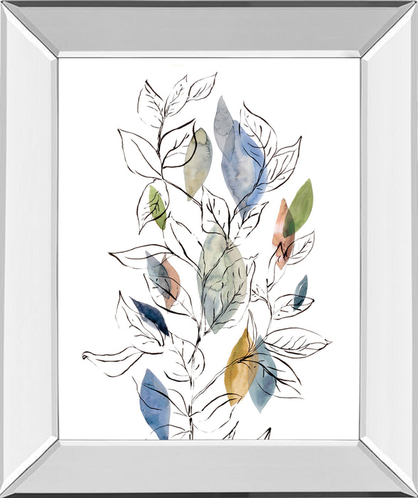 Spring Leaves Il By Meyers, R. - Mirror Framed Print Wall Art - Blue