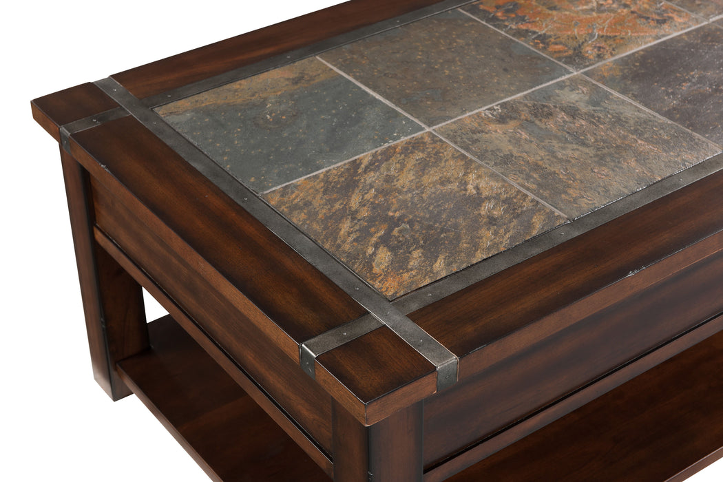 Roanoke - Rectangular Lift Top Cocktail Table (With Casters) - Cherry And Slate